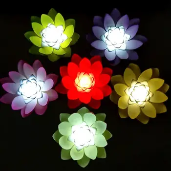 Mākslīgās Peldošās Nakts Gaisma LED Lotus Lampas Dārza Dīķi un Baseinu Dekori