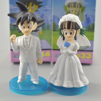 Dragon Ball Son Goku ChiChi Kāzu Kleitu Statuetes PVC Kolekcionējamus Attēls Rotaļlietas, 2gab/set Brinquedos Modeļu Lelle