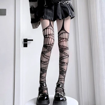 Japāņu Harajuku Dobi Fishnet Zeķes, Zeķubikses Sieviešu Modes Dobi No Melnā Gothic Pilna Ķermeņa Fishnet Zeķes, Zeķbikses