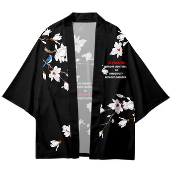 Tradicionālo Haori Sievietes Vīrieši Japāņu Stila Samurai Kimono Vasaras Pludmales Iela Modes Jaka Ziedu Drukāt Cosplay Apģērbi