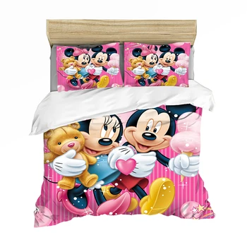 Mickey Mouse Gultas Piederumi Uzstādīt Ziemassvētku Dāvanu Mīksto Mājas Tekstila Guļamistaba, Twin-Divvietīga Queen, King Size Bērniem, Pāris Studentu Gultas Komplekts