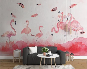 beibehang Pasūtījuma flamingo mākslas tapetes Ziemeļvalstīm super zīdaini tapešu guļamistaba, ēdamistaba, kas dzīvo fona papier peint