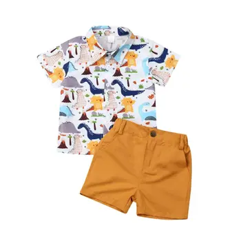 Ir 2021. Jaunu Bērnu, Zēnu Vasaras Apģērbu Toddler Džentlmenis T-krekls Topi, Šorti Tērpiem 2gab Bērniem, Bērnu Zēniem Ikdienas Apģērbu Komplekti