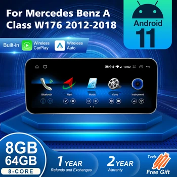 Android 11 8+64 Bezvadu CarPlay Par Mercedes Benz A Klases W176 2012-2018 Multimediju Atskaņotājs, Navigācija, GPS, WiFi, Stereo Autoradio
