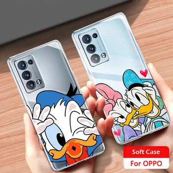 Disney Donald Duck Gudrs Pārredzamu Telefonu Gadījumā Par OPPO Atrast X5 X3 Neo Lite F21 Pro A96 A57 A74 A76 A72 A55 A54S A53 A16 A9