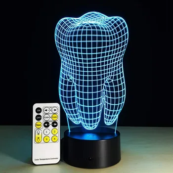 Zobu Radošo Dāvanu Krāsains 3D LED Lampas Zobu Slīpuma Gaismas Zobārstniecības Klīnika Mākslas Artware Nakts
