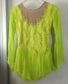 daiļslidošanas kleitu konkurences karstā pārdošanas zaļā ledus slidošana kleita zaļā daiļslidošanas apģērbu meitenēm skaistas bezmaksas piegāde