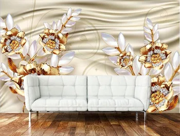Mājas Apdare tapetes, 3d mūsdienu 3D zelta Jade griešanai Rotaslietas rožu pielāgotas 3d foto tapetes