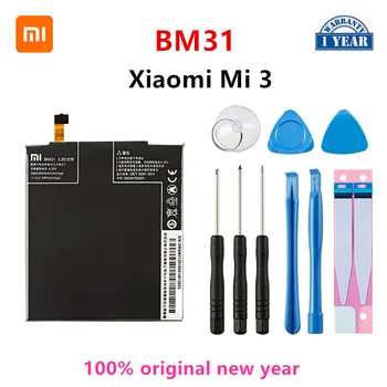 Xiao mi 100% Oriģinālā BM31 3050mAh Akumulatoru Xiaomi Mi 3 Mi3 M3 BM31 Augstas Kvalitātes Tālruņu Rezerves Baterijas +Instrumenti