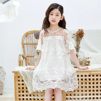 Meitenes Kleita Ir 2021. Vasaras korejas Acs Īsām piedurknēm Bērnu Modes Pasaku Mežģīnes Princese Kleita Drēbes Bērniem