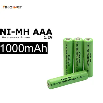 4gab KingWei Zaļā AAA 1,5 v NI-MH Šūnu Bateriju Reālā Ietilpība 1000mAh Akumulatora