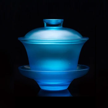 Top grade Zila glazūra caurspīdīga Stikla Gai Wan Tējas Komplekts Kaula porcelāna Tējas Komplekti Dehua Gaiwan Tējas, Porcelāna Podu Komplekts