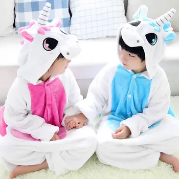 Ziemas Mīksta jumpsuits Bērnu Sega Guļamvieta Bērniem, Flaneļa Dzīvnieku кигуруми pidžamas Bērniem Cosplay Kapuci Romper Sleepwear