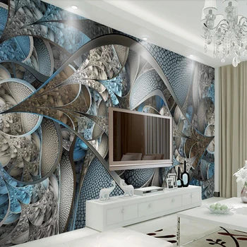 Dekoratīvās tapetes Eiropas luksusa pils stilā anotācija stikla TV fona sienas