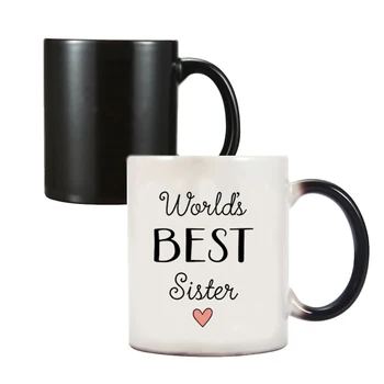 Pasaules Labākais Māsa 11oz Burvju Keramikas Krāsa Mainās Kafijas Krūze pārsteiguma dāvana jūsu māsa labākajiem draugiem