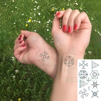 Ūdensnecaurlaidīgus Pagaidu Tetovējumu Uzlīmes Trīsstūris Ģeometrisko Elementu Viltus Tatto Flash Tetovējums, Roku, Roku, Ķermeņa apgleznošana, lai Bērni Vīrieši Sievietes