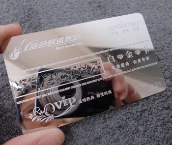 Modes metāla vizītkarti ķīna pasūtījuma vip karti, spogulis, spīdīga metāla vizītkarti ar zelta vai sudraba pārklājumu