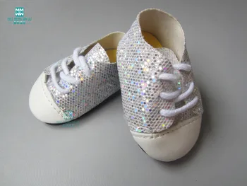 7,5 cm lelle kurpes Sudraba apavi bērnu Apavi 43cm jaunu born lelle piederumi un 45cm American doll