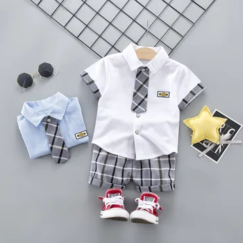 Jaunā Vasaras Bērnu Kleita Ir 2021. Bērnu Uzvalks Kokvilnas Krekls + Šorti Tie Formālās Valkāt Pusei Atpūtas Pilsētiņas Drēbes