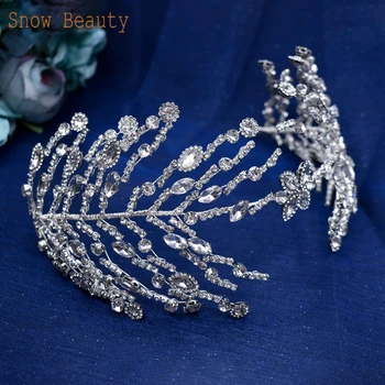 DZ014 Luksusa Līgava Kāzu Tiaras Galvassegu Sweet 16 Princese Cepures Liela Grezna Headpieces Matu Lentes Līgavas Kronis