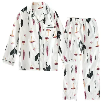 Rudens Ar Garām Piedurknēm Sleepwear 100% Kokvilnas Marle Sieviešu Pidžamas Karikatūra Pilna Garuma Pidžamas Komplekts 2 Gabals Plus Lieluma Sexy Pijama Mujer