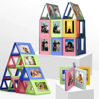 Krāsa double-sided magnētisko ledusskapis foto rāmis, magnēts bērnu mākslas foto rāmis, 5 gab mini film foto rāmis,
