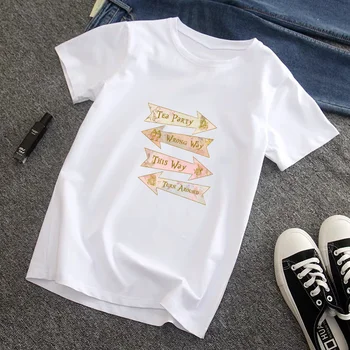 Vasaras Iespiesti Sieviešu T-krekls Harajuku Grafiskais Modes T-krekls ar Īsām Piedurknēm Rādītāju, T-krekls Top ulzzang Retro Sieviete Baltā Tshir