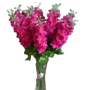 6pcs Larkspur Ziedu Grīdas Uzstādīts Viltus Delphinium Ajacis Mākslīgā Poisonweed Kāzu Dekoratīvie Ziedi