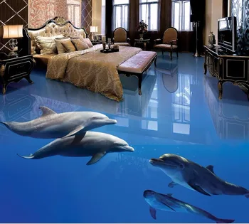 beibehang Lieli gleznojumi grīdas segums jūras delfīni 3D tapetes grīdas ūdensizturīgs anti - skid mājas apdare papel de parede