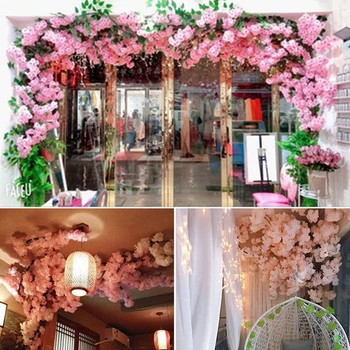 1pc Dekoratīvās Sakura Mākslīgo Ziedu Ķiršu Ziedi Filiāle Kāzu Ziedu, Augu Sienas Bonsai DIY Apdare