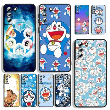 Anime Doraemon Tālrunis Case For Samsung Galaxy S21 S22 S20 FE Ultra S10e S9 S10 S8 S7 Lite Plus Malas Melnā Būtiska Segtu Coque