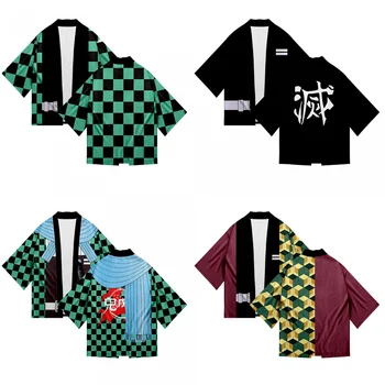Japāņu Demon Slayer Mētelis sporta Krekli Cosplay Tērpu Jaciņa Topi, Jaka Kimono, Apģērbi Vīriešiem Sievietēm Anime Tērpus Vienotu