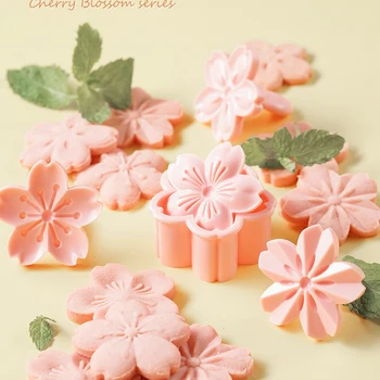 5gab/set Cherry Blossom Cookie Cutter Komplekti Sakura Ziedu Pomādes Cepumu Kūka Kuteris Pelējuma 3D Kūka Dekorēšanas Instrumentiem Cepšanas Veidnes