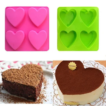 4-cell Mīlestību Sirdī Silikona Pomādes Pelējuma Kūka Šokolādes Ziepes DIY Cepšanas Veidne