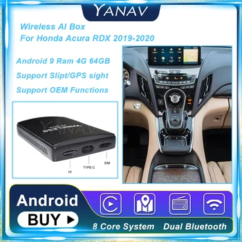 Carplay Bezvadu Ai Lodziņā Honda Acura RDX 2019-2020 8 Kodolu Android 9 4G 64GB AI Adapteris BoxPlug un Spēlēt Video Google