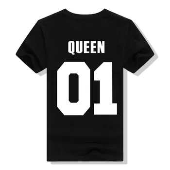 Karalis, Karaliene Vēstuli Druka T Kreklu Pāris Īsām Piedurknēm O Kakla Brīvs T 2021. Gada Vasarā Sievietēm Tee Krekls Topi Camisetas Mujer