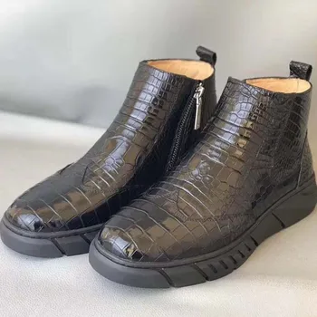 wanexing krokodila ādas vīriešu zābaki modes tendence krokodils Augstas palīdzēt Vīriešu kurpes atpūtas Martin zābaki