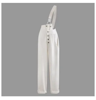 Eiropas stacija jauns universāls, noņemams bikses balts vienpusēji (dungriņi), sieviešu nelegālo sprādzes taisnas džinsa bikses F1619