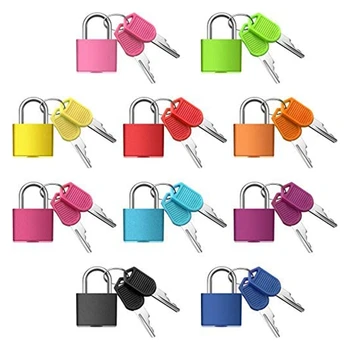 10 Pack Soma Slēdzenes Ar Atslēgām,Daudzkrāsains Mazas Bagāžas Slēdzenēm Metāla Piekaramās Slēdzenes Skolu Sporta Klasē Atbilst Spēles