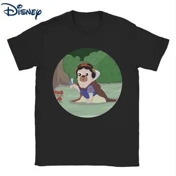Disney Mopsis White Snow White Vīriešu T Krekls Unikālo Tees Īsām Piedurknēm Apaļā Apkakle T-Krekls Tīras Kokvilnas Plus Lieluma Apģērbu
