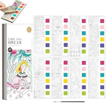 Magic 6Colors 20Sheet Cietā Akvarelis Krāsojamā Grāmata Krāsas Uzstādīt Ūdens Krāsu Pigmentu & Paint Brush Bērniem Diy Grāmatzīmi Piederumi