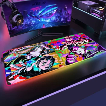 RGB JoJo Dīvaino Piedzīvojumu Peles Paliktņa Anime Galda Paklājiņš Gamer PC Datoru Tastatūras Paklāju Spēļu Piederumi Liels Klucis Mause peles paliktnis