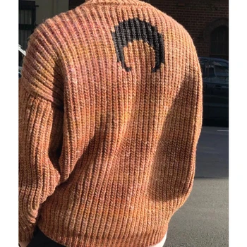 Rudens Ziemas Jauno 11.15 Modes Alpakas Vilnas Adīti Džemperi Sieviešu Vintage Gadījuma Mēness Drukāt Džemperis trikotāžas