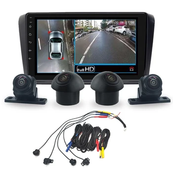 Xonrich HD 3D Panorāmas Kameras Auto Putnu Apskatītu Sistēma, 4 Kamera, 720P Aizmugurē/Priekšā/pa Kreisi/pa Labi 3D 360 Kamera Android Auto Radio
