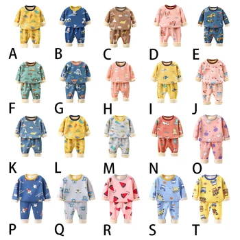 Bērnu Apģērbu Kids Sleepwear Bērnu Elpojoša Ādas Draudzīgi Siltas Drēbes, Ilgi Piedurkne Apaļu Kakla Pidžamas Zēniem 1. Tipa