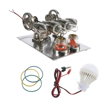 Mini Double Cilindru Stirling Dzinējs Modelis Tvaika Siltuma Izglītības Modeli, Rotaļlietas, Zinātnisko Eksperimentu, Aksesuārus, Viegla Darbība