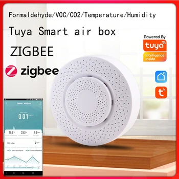 Tuya WiFi Smart CO2 Detektoru Zigbee Gaisa Kvalitātes Monitors, Iekštelpu Gaisa Kvalitātes Mērītājs Testeri App Signalizācijas Formaldehīda VOC Temperatūras
