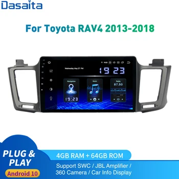 Dasaita Android 10 Automašīnas Radio 1 Din Toyota RAV4 multivides 2013. - 2018.gadam autoradio RAV4 1Din DSP IPS 1280*720 Carplay 4Gb+64Gb