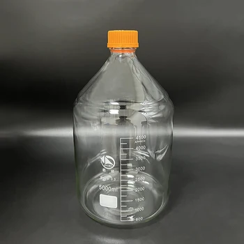 SHUBO Reaktīvu pudele Ar dzeltenu skrūvējamu vāciņu GL45mm,Borsilikāta stikls 3.3,Spējas, 5000mL,Izlaidums Paraugu Pudelītēm Plastmasas Vāks