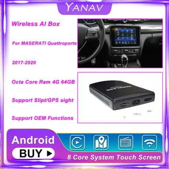 Carplay Bezvadu Ai Rūtiņu Bluetooth Dual Android MASERATI Quattroporte 2017-2020 Auto Radio Multimediju Atskaņotāja Smart Box HDMI